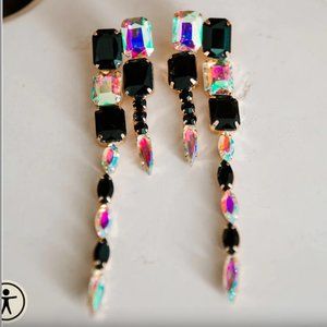 White & Black Crystal Statement Earrings 🖤 Dramatic & Stylish & Luxurious